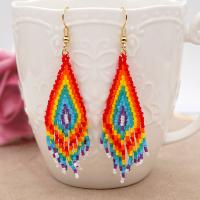 Glass Seed Beads Earring, Seedbead, with Zinc Alloy, fashion jewelry & Bohemian style, 5u00d72.5cm,2cm 