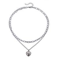 Collar Multi de la capa, aleación de zinc, con 1.9inch extender cadena, Corazón, chapado en color de platina, Doble capa & para mujer, longitud:aproximado 16.9 Inch, Vendido por UD