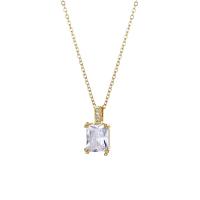 Cubic Zirconia Stainless Steel Necklace, 304 Stainless Steel, with 1.97inch extender chain, Vacuum Plating, fashion jewelry & micro pave cubic zirconia & for woman, golden Approx 15.75 Inch 