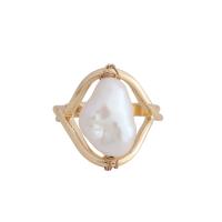 El Anillo con Perla de Agua Dulce Cultivada, aleación de zinc, con Perlas cultivadas de agua dulce, chapado, Joyería & para mujer, Vendido por UD