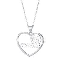 Zircon cubique Micro Pave collier en argent sterling, Argent sterling 925, avec 1.18inch chaînes de rallonge, coeur, bijoux de mode & styles différents pour le choix & pavé de micro zircon & pour femme Environ 16.53 pouce, Vendu par PC