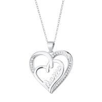 Zircon cubique Micro Pave collier en argent sterling, Argent sterling 925, avec 1.18inch chaînes de rallonge, coeur, bijoux de mode & styles différents pour le choix & pavé de micro zircon & pour femme Environ 16.53 pouce, Vendu par PC