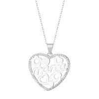 Zircon cubique Micro Pave collier en argent sterling, Argent sterling 925, avec 1.18inch chaînes de rallonge, coeur, bijoux de mode & styles différents pour le choix & pavé de micro zircon & pour femme Environ 16.53 pouce, Vendu par PC