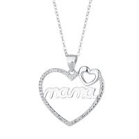 Zircon cubique Micro Pave collier en argent sterling, Argent sterling 925, avec 1.18inch chaînes de rallonge, coeur, bijoux de mode & styles différents pour le choix & pavé de micro zircon & pour femme Environ 16.53 pouce, Vendu par PC