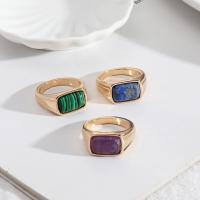 Zinc Alloy Finger Ring, with Natural Stone, plated, fashion jewelry & for woman 