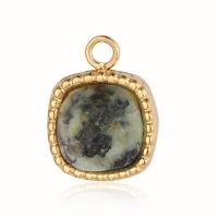 Gemstone Jewelry Pendant, Titanium Steel, with Natural Stone & turquoise, gold color plated, DIY & hollow 