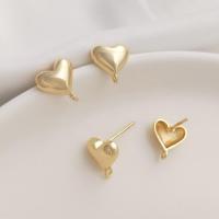 Brass Earring Stud Component, Heart, real gold plated, DIY, gold 