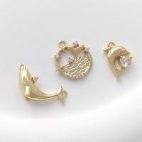 Colgante de Micro Pavé de Zirconía Cúbica, metal, chapado en oro real, Bricolaje & diferentes estilos para la opción & micro arcilla de zirconia cúbica, dorado, Vendido por UD