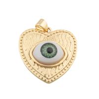 Enamel Brass Pendants, Heart, gold color plated, fashion jewelry & DIY & evil eye pattern Approx 2mm 