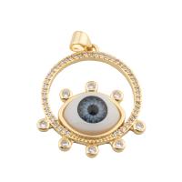 Enamel Brass Pendants, gold color plated, fashion jewelry & Unisex & evil eye pattern & micro pave cubic zirconia Approx 2mm 