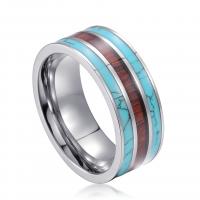 Hombres de acero de tungsteno anillo en granel, con turquesa, Joyería & unisexo & diverso tamaño para la opción, 8.03x2.4mm, Vendido por UD