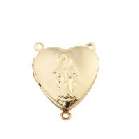 Brass Locket Pendants, Heart, gold color plated, fashion jewelry & DIY & double-hole, golden 