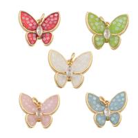 Enamel Brass Pendants, Butterfly, gold color plated, fashion jewelry & DIY Approx 2mm 