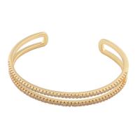 Brass Cuff Bangle, gold color plated, fashion jewelry & micro pave cubic zirconia & for woman, golden, 60*7*3mm 