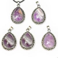 Gemstone Zinc Alloy Pendants, with Gemstone, Teardrop, plated, DIY 