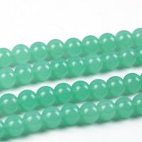 Single Gemstone Beads, Green Calcedony, Round, DIY green Approx 38-39 cm 