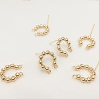 Brass Earring Stud Component, plated, DIY, golden 