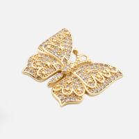 Cubic Zirconia Micro Pave Sterling Silver Pendant, 925 Sterling Silver, Butterfly, real gold plated, DIY & micro pave cubic zirconia, gold Approx 2mm 