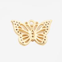 Cubic Zirconia Micro Pave Sterling Silver Pendant, 925 Sterling Silver, Butterfly, real gold plated, DIY & micro pave cubic zirconia, gold Approx 2mm 