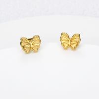 Boucles d'oreilles en acier titane, papillon, Placage ionique sous vide, bijoux de mode & pour femme, doré Vendu par paire