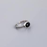 Anillo de Plata Ley, Plata de ley 925, con Ágata negra, Acabado antiguo, Joyería & para mujer, 7.8mm, Vendido por UD