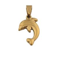 Edelstahl Tier Anhänger, 304 Edelstahl, Dolphin, Vakuum-Ionen-Beschichtung, Modeschmuck & für Frau, goldfarben, 22x14x3mm, Bohrung:ca. 4mm, verkauft von PC