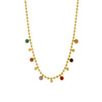 Collier de bijoux de titane, Acier titane, avec 1.97inch chaînes de rallonge, Plaqué or 18K, bijoux de mode & pour femme & avec strass, doré Environ 15.35 pouce, Vendu par brin