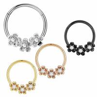 Bijoux de Piercing nez en acier inoxydable, Acier inoxydable 304, fleur, Placage ionique sous vide, bijoux de mode & normes différentes pour le choix & pavé de micro zircon & pour femme, plus de couleurs à choisir, Vendu par PC