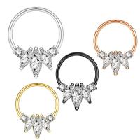 Bijoux de Piercing nez en acier inoxydable, Acier inoxydable 304, Placage ionique sous vide, bijoux de mode & unisexe & normes différentes pour le choix & pavé de micro zircon, plus de couleurs à choisir, Vendu par PC