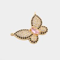 Cubic Zirconia Micro Pave Brass Connector, Butterfly, high quality plated, DIY & micro pave cubic zirconia, gold Approx 1mm 