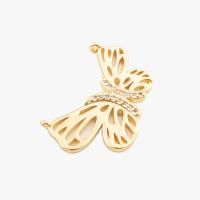 Cubic Zirconia Micro Pave Brass Connector, Butterfly, high quality plated, DIY & micro pave cubic zirconia, golden Approx 1mm 