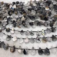 Perles Quartz rutile, Quartz rutile noir, larme, poli, style folk & DIY Environ 38-40 cm, Vendu par brin