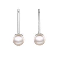 Stainless Steel Stud Earring, 316L Stainless Steel, with Plastic Pearl, Round, fashion jewelry & for woman, white, nickel, lead & cadmium free 