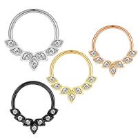 Bijoux de Piercing nez en acier inoxydable, Acier inoxydable 304, avec zircon cubique, Placage ionique sous vide, bijoux de mode & unisexe & normes différentes pour le choix, plus de couleurs à choisir, Vendu par PC