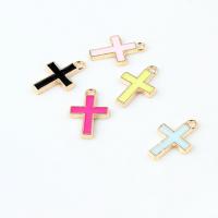 Zinc Alloy Enamel Pendants, Cross, KC gold color plated, DIY Approx 