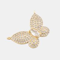 Cubic Zirconia Micro Pave Brass Connector, Butterfly, high quality plated, DIY & micro pave cubic zirconia, gold Approx 1mm 