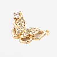 Cubic Zirconia Micro Pave Brass Connector, Butterfly, high quality plated, DIY & micro pave cubic zirconia, gold Approx 1mm 