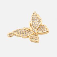 Cubic Zirconia Micro Pave Brass Pendant, Butterfly, high quality plated, DIY & micro pave cubic zirconia, gold Approx 1.5mm 