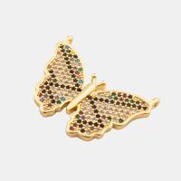 Cubic Zirconia Micro Pave Brass Connector, Butterfly, high quality plated, DIY & micro pave cubic zirconia, gold Approx 1.5mm 