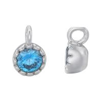 Cubic Zirconia Sterling Silver Pendants, 925 Sterling Silver, Round, plated, Unisex & with cubic zirconia Approx 1.8mm 