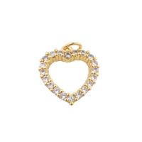 Cubic Zirconia Micro Pave Brass Pendant, Heart, gold color plated, fashion jewelry & DIY & micro pave cubic zirconia, golden Approx 2mm 