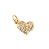 Cubic Zirconia Micro Pave Brass Pendant, Heart, gold color plated, fashion jewelry & DIY & micro pave cubic zirconia, golden Approx 2mm 