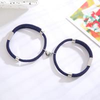 Poliéster Pulsera de pareja, con acero inoxidable 304 & aleación de zinc, Joyería, más colores para la opción, 14cm,26cm,4mm, Vendido por Par