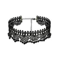 Mode Choker Halskette, Spitze, mit Glasperlen, Modeschmuck & für Frau, schwarz, verkauft von PC