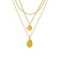 Collier de bijoux de titane, Acier titane, Placage de couleur d'or, styles différents pour le choix & pour femme, Vendu par PC