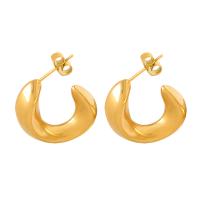 Boucles d'oreilles en acier titane, Placage de couleur d'or, bijoux de mode & pour femme Vendu par paire