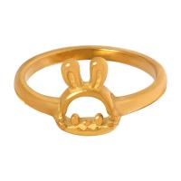 Anillo de dedo de acero Titanium de, Partículas de acero, Conejo, chapado en color dorado, diverso tamaño para la opción & para mujer & hueco, tamaño:6-8, Vendido por UD