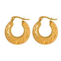 Boucles d'oreilles en acier titane, Placage de couleur d'or, bijoux de mode & pour femme Vendu par paire