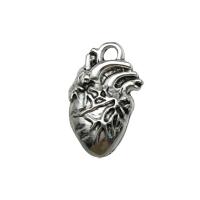 Pendentifs coeur en alliage de zinc, Plaqué de couleur d'argent, DIY Vendu par PC