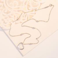 Sterling Silver Jewelry Necklace, 925 Sterling Silver, with 1.97inch extender chain, Heart, plated, fashion jewelry & for woman Approx 15.74 Inch 